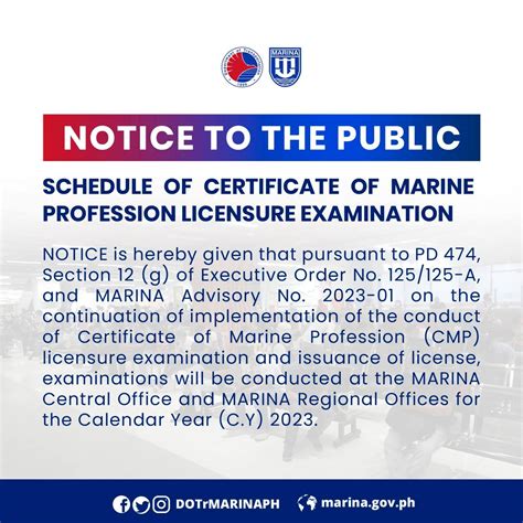 marina licensure exam|Notice to the Public .